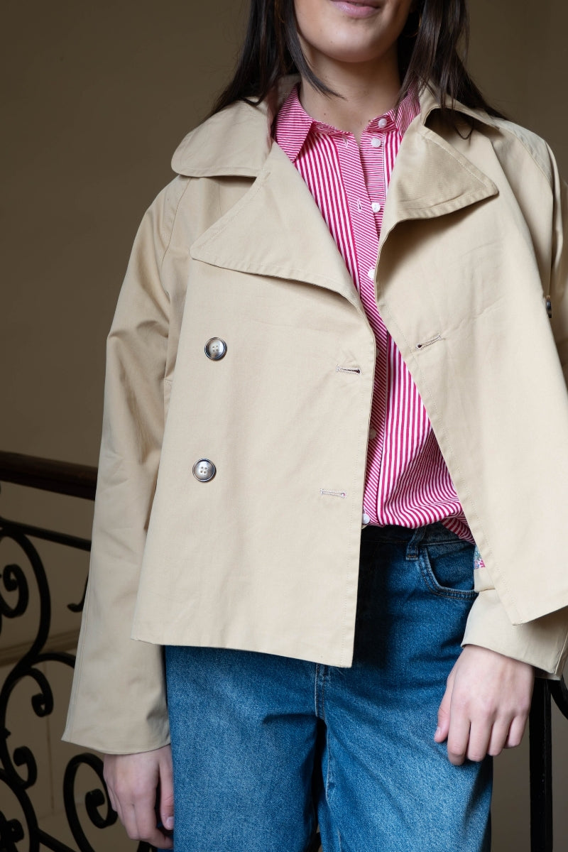 Veste Béatrice, couleur beige, trench court
