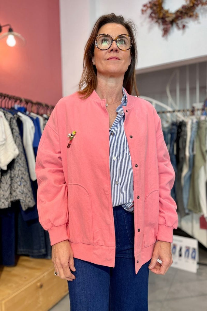 Veste Calissy, couleur rose, marque Orfeo, manches longues, coupe effet bomber