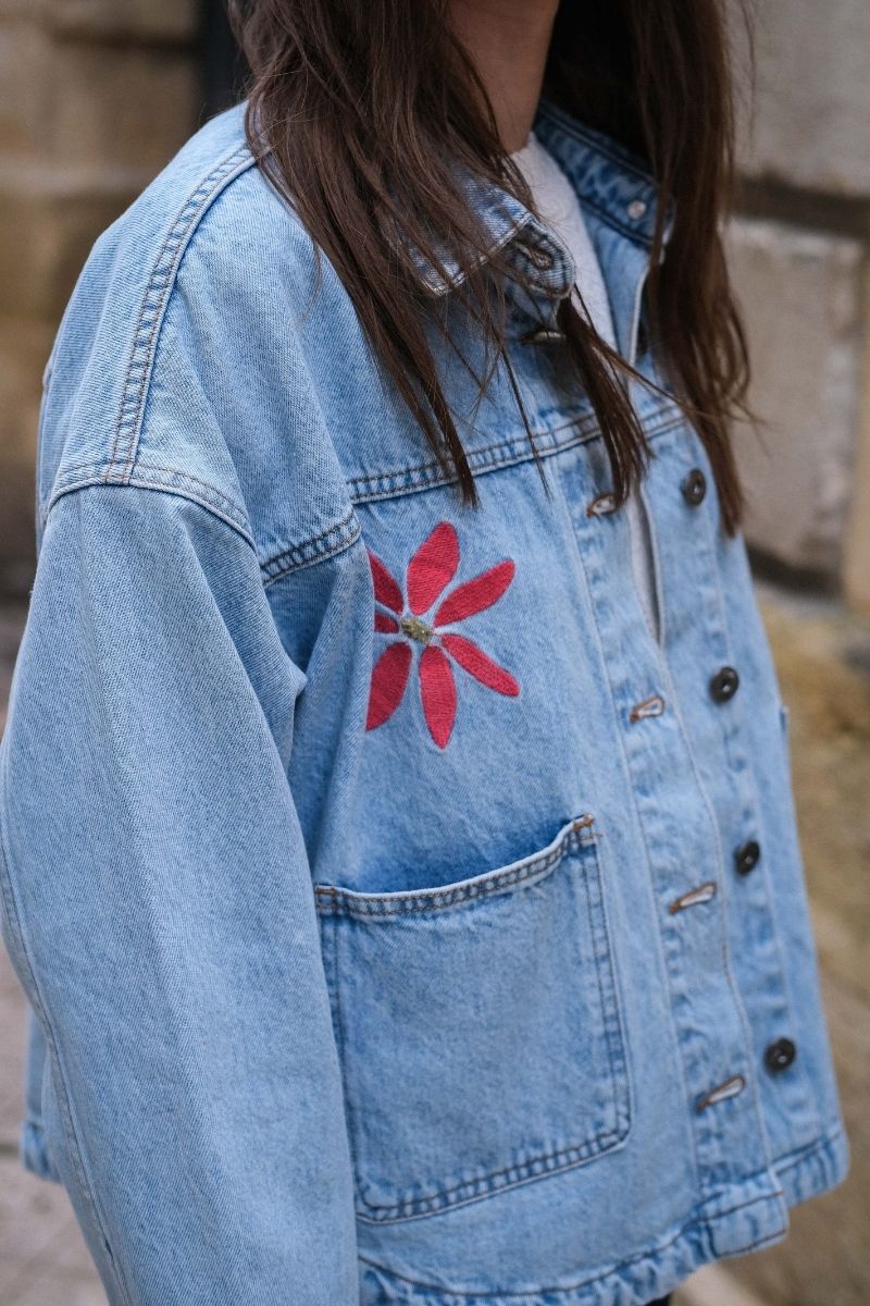 Veste Ihbauve, couleur bleu, matière jean, marque Ichi