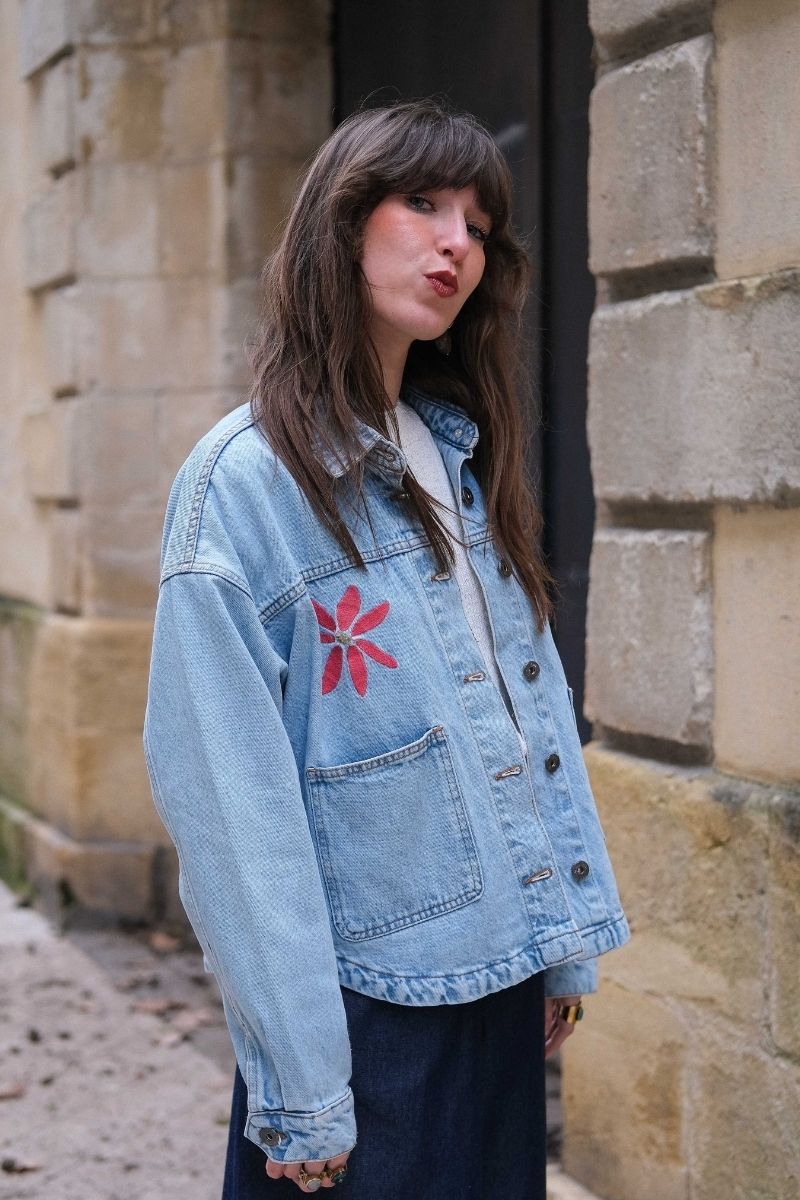 Veste Ihbauve, couleur bleu, matière jean, marque Ichi
