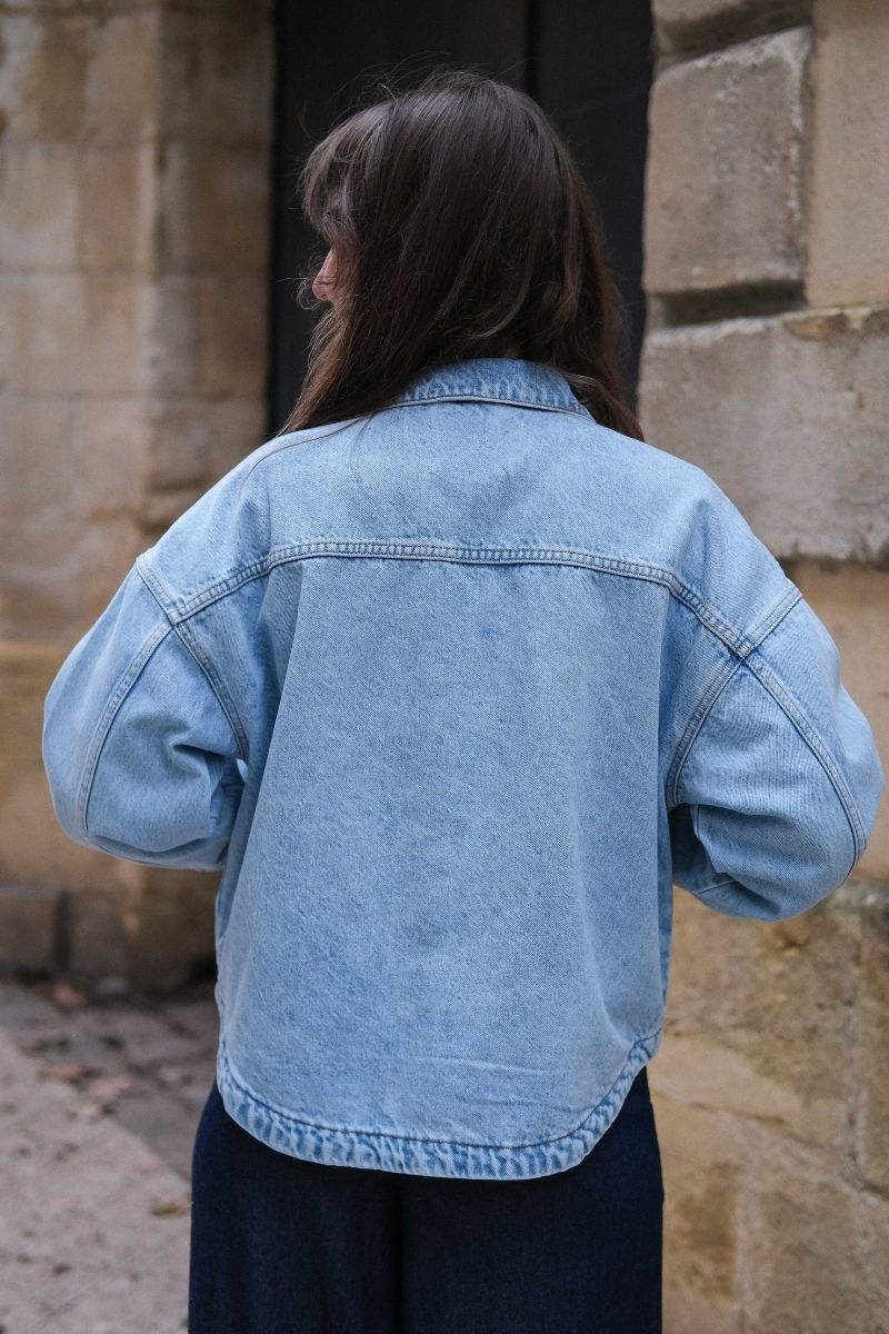 Veste Ihbauve, couleur bleu, matière jean, marque Ichi