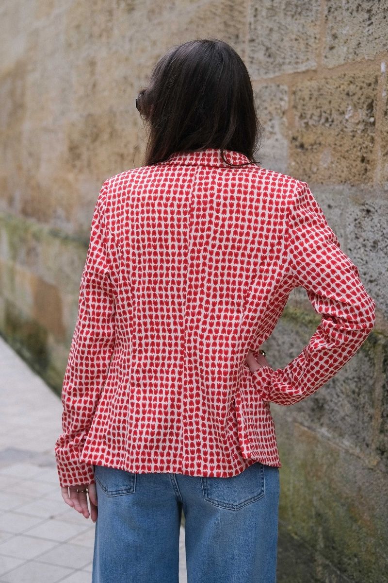 Veste Ihkate, couleur rouge, marque Ichi, coupe blazer