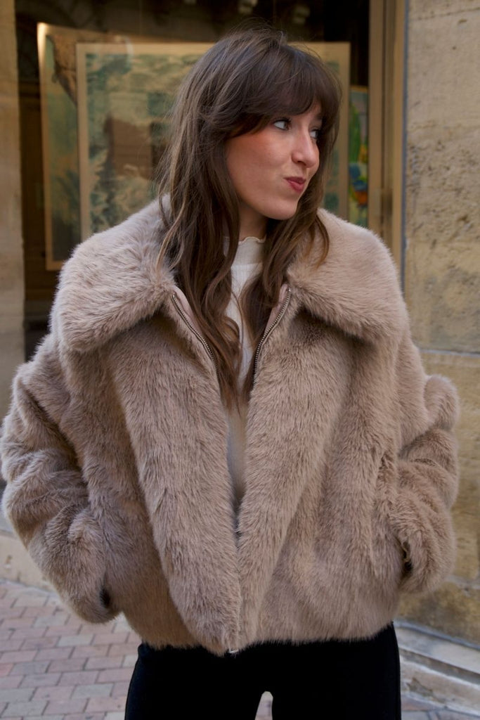 Veste Shonna, couleur taupe, marque Grace & Mila, fermeture zip