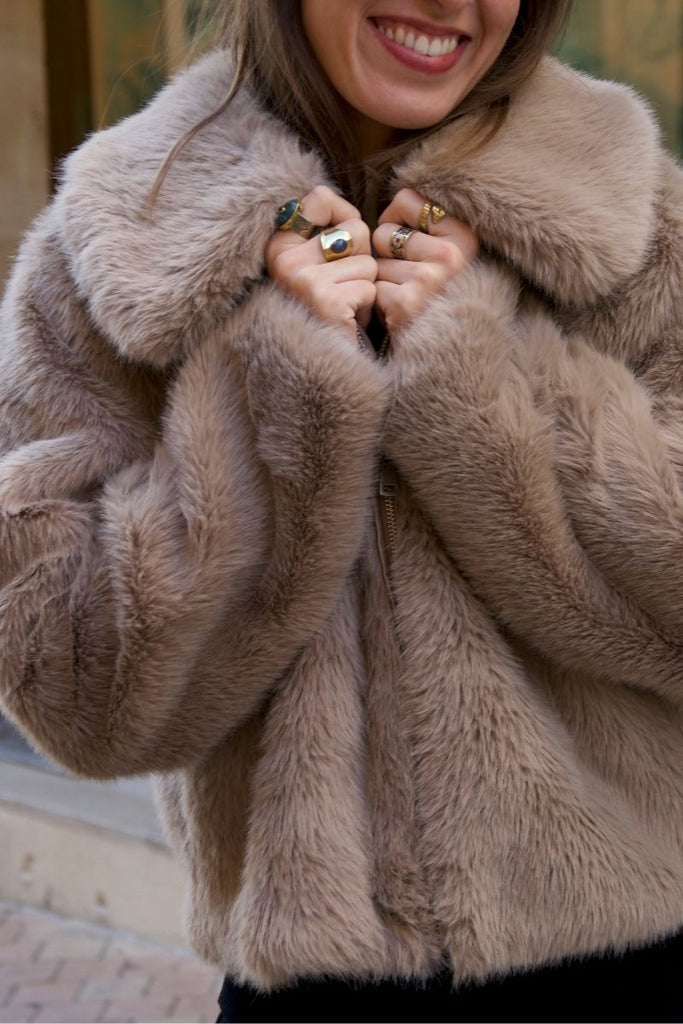 Veste Shonna, couleur taupe, marque Grace & Mila, fermeture zip