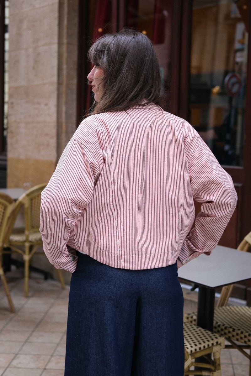 Veste Valo, couleur rouge, motifs rayures, marque Laure + Max
